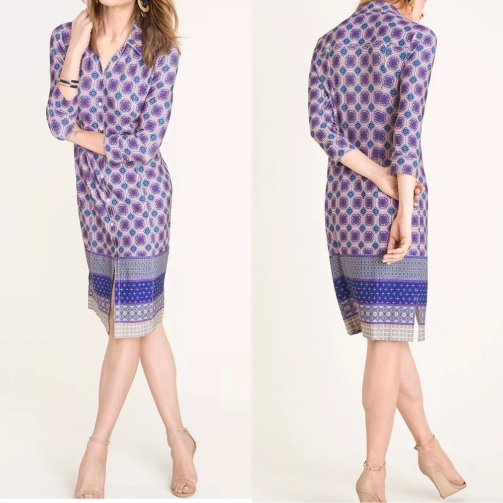 Chico’s Medallion-Print Shirt Dress Sz 1
